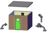 Brick Pump House with pipes - RC-0006-A-76