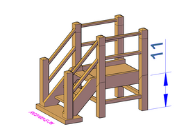 Wooden Stairs straight platform - RC-210#-E-76