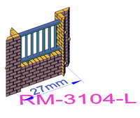 Tall Brick Wall with Steel Bar Railings - RM-31XX-X-76