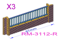 Tall Brick Wall with Steel Bar Railings - RM-31XX-X-76