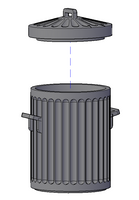 Fluted Dustbins with fixed lids set of 8 - RS-0021-D-76
