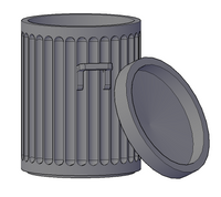 Fluted Dustbins with fixed lids set of 8 - RS-0021-D-76